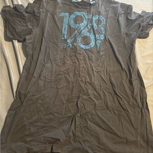 Esprit Black Short-Sleeve Tee with Blue '1978' Chest Graphic